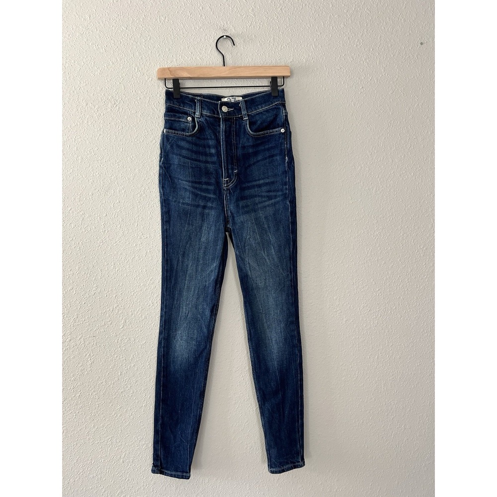 Free People High Rise 5 Button Fly Skinny Jeans Medium Wash 27